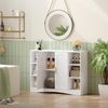 Badezimmerschrank, Aufbewahrungsschrank mit 2 Türen, Beistellschrank, Küchenschrank mit Offenen Fach, Verstellbare Ablage, Badschrank, für Badezimmer Wohnzimmer Küche, Weiß, 30 × 100 × 75 cm Bild 3