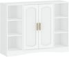 Badezimmerschrank, Aufbewahrungsschrank mit 2 Türen, Beistellschrank, Küchenschrank mit Offenen Fach, Verstellbare Ablage, Badschrank, für Badezimmer Wohnzimmer Küche, Weiß, 30 × 100 × 75 cm Bild 2
