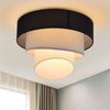 ZMH Deckenleuchte Wohnzimmer Deckenlampe Stoff Lampenschirm Ø40cm Warmweiß E27 Modern Schwarz Bild 2