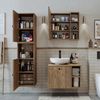Roomart LOTUS-I-65 Badmöbel Set– 4-teiliges Badezimmermöbel Set - Waschbeckenunterschrank mit Keramikwaschbecken, Spiegelschrank & Hochschrank - H 45 x B 45 x T 65 cm • Eiche Bild 3