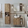 Roomart LOTUS-I-65 Badmöbel Set– 4-teiliges Badezimmermöbel Set - Waschbeckenunterschrank mit Keramikwaschbecken, Spiegelschrank & Hochschrank - H 45 x B 45 x T 65 cm • Eiche Bild 2