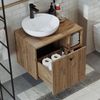 Roomart LOTUS-I-65 Badmöbel Set– 4-teiliges Badezimmermöbel Set - Waschbeckenunterschrank mit Keramikwaschbecken, Spiegelschrank & Hochschrank - H 45 x B 45 x T 65 cm • Eiche Bild 5