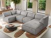 Modulares XXL-Ecksofa MODARO 5M, U-Form, Wohnlandschaft, 5-teilig, freistehend, Wohnzimmer Couch, HR-Schaumstoff - Hellgrau Velvet - Rechts Bild 4