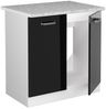 Spülenunterschrank R-Line Schwarz Hochglanz 80 cm , AP Marmor Vicco Bild 4