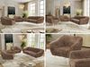 Wohnzimmerset PIRS 1-1-3, Skandinavisches 3-Sitzer Sofa mit Sesseln, Sofa mit Wellenfederung, weiße Füße, Skandinavisches Möbelset - Braun Cord Bild 2