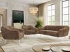 Wohnzimmerset PIRS 1-1-3, Skandinavisches 3-Sitzer Sofa mit Sesseln, Sofa mit Wellenfederung, weiße Füße, Skandinavisches Möbelset - Braun Cord Bild 4