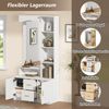 Flurschrank Weiß, 90x40x180 cm mit Spiegel, 2 Schubladen & 2 Schränken Bild 5