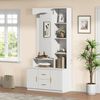 Flurschrank Weiß, 90x40x180 cm mit Spiegel, 2 Schubladen & 2 Schränken Bild 3