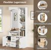 Flurschrank Weiß, 90x40x180 cm mit Spiegel, 2 Schubladen & 2 Schränken Bild 5