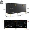 Sideboard 152x40x75 cm, schwarze MDF‑Wellenfront mit goldenen Akzenten und großzügigem Stauraum，Schwarz Bild 4