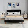 Polsterbett, Doppelbett mit gepolstertem Kopfteil und Lattenrost, 140x200 cm, Bezug, Leinen Bild 2