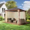 Gartenpavillon 3x3 m Holzoptik, Stahldach Hardtop 4 Seitenteile in champagner Bild 2