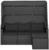 vidaXL 3-Sitzer-Gartensofa mit Dach und Fußhocker Schwarz Poly Rattan 362334 Bild 3
