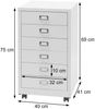 Rollcontainer HWC-L49, Schubladenschrank Stahlschrank Aktenschrank, Metall 75x40x41cm 6 Schubladen ~ weiß Bild 3