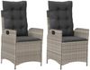 vidaXL Gartensessel mit Kissen 2 Stk. Verstellbar Hellgrau Poly Rattan 365270 Bild 2