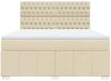 vidaXL Boxspringbett mit Matratze Creme 180x200 cm Stoff 3291759 Bild 4