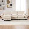 3-Sitzer Sofa aus Cord mit Hocker, USB-Anschluss & Seitentaschen, 260 x 132 x 84 cm, Beige Bild 2