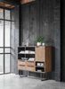 Highboard Odeon Teak, massives Teakholz und Metall, Industrial Stil, natur, 4 Schubladen, 1 Tür Bild 2