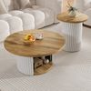 Couchtisch Set rund 2-tlg. Wohnzimmer Tisch Beistelltisch Holzoptik & Weiß nordisch Bild 4