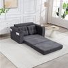 HAUSS SPOLE Schlafsofa mit Umbaufunktion,Modulares Bodensofa Zweisitzer,Wohnzimmer Cord Grau, Zweisitziges Sofa mit Seitentaschen und Getränkehaltern, umbaubarer Doppel-Sitzsack mit gesteppten Kissen und Rückenlehne Bild 3