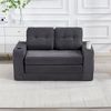 HAUSS SPOLE Schlafsofa mit Umbaufunktion,Modulares Bodensofa Zweisitzer,Wohnzimmer Cord Grau, Zweisitziges Sofa mit Seitentaschen und Getränkehaltern, umbaubarer Doppel-Sitzsack mit gesteppten Kissen und Rückenlehne Bild 2
