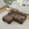 Ecksofa modular 70cm×192cm×167cm mit Hocker – 2-Sitzer Wohnzimmersofa aus Samt in Braun, rahmenlos und ohne Montage Bild 2