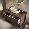 Badplaats Waschbeckenunterschrank Rimini 80 x 46 cm Walnuss Braun - Hängender Badezimmerschrank mit 2 Schubladen und Hochschrank Bild 3