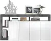 Vente-unique - Sideboard mit 4 Türen & 4 Ablagen - Weiß lackiert & Beton-Optik - SEFRO Bild 3