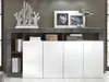 Vente-unique - Sideboard mit 4 Türen & 4 Ablagen - Weiß lackiert & Beton-Optik - SEFRO Bild 3