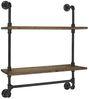 Wandregal Industriestil 2 Ebenen Holz Rohr Handtuchhalter 60 cm Büro Bild 2