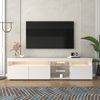 TV-Schrank 180 x 35 x 48 cm in Weiß, Hochglanz mit Glaslaminat und LED-Beleuchtung Bild 2