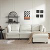 Sofa 3–4-Sitzer mit Chaiselongue, verstellbaren Lendenkissen & Fußstütze,Baumwoll-Leinen-Multifunktionssofa Wohnzimmer,Beige Bild 5