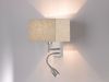 LED Wandlampe mit Leselampe & Stoffschirm Beige eckig, Höhe 38cm Bild 5