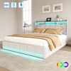 Furnishings Home Polsterbett Stauraumbett Doppelbett Jugendbett (Vier extra große Schubladen unter dem Bett), Mit LED-Beleuchtung, 2 USB & TYPE-C Anschlüsse, Leinen, 160x200 cm Bild 5