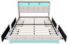 Furnishings Home Polsterbett Stauraumbett Doppelbett Jugendbett (Vier extra große Schubladen unter dem Bett), Mit LED-Beleuchtung, 2 USB & TYPE-C Anschlüsse, Leinen, 160x200 cm Bild 4