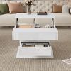 Quadratischer Couchtisch Weiß Hochglanz mit Hebefunktion 360° Drehung Stauraum Schublade Wohnzimmertisch Beistelltisch Bild 3