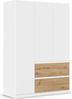 rauch Kleiderschrank, Drehtürenschrank COSTA, 3-türig, 2 Schubkästen, push-to-open, Alpinweiß, 136 x 197 x 54 cm Bild 3
