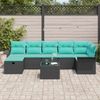 vidaXL Gartensofa-set mit Kissen 8 pcs Schwarz und Türkis Poly-Rattan 3358915 Bild 3