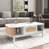Kaffee-Tisch mit Rattan & Massivholztüren im Landhausstil - 110x55x38,5 cm Bild 4