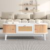 Kaffee-Tisch mit Rattan & Massivholztüren im Landhausstil - 110x55x38,5 cm Bild 2