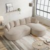 Modulares Sofa aus Chenille mit Chaiselongue, tiefe Sitzfläche, 252x164x67 cm, Hellbraun Bild 2