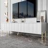 TV-Schrank Weiß 190 cm mit 4 Türen, gerilltem Design, viel Stauraum, goldene Beine, gedämpfte Scharniere, Saugroboterfreundlich Bild 4