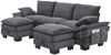 3-Sitzer Sofa aus Cord mit 2 Hockern & USB-C-Anschluss, 260 x 132 x 84 cm, Dunkelgrau Bild 5