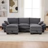 3-Sitzer Sofa aus Cord mit 2 Hockern & USB-C-Anschluss, 260 x 132 x 84 cm, Dunkelgrau Bild 3