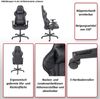 Bürostuhl HWC-F84, Schreibtischstuhl Gamingstuhl Chefsessel Drehstuhl, Kunstleder ~ schwarz/blau Bild 2