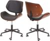 Bürostuhl HWC-G25, Drehstuhl Schreibtischstuhl, Bugholz Walnuss-Optik Retro drehbar höhenverstellbar MVG ~ schwarz-braun Bild 1