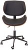 Bürostuhl HWC-G25, Drehstuhl Schreibtischstuhl, Bugholz Walnuss-Optik Retro drehbar höhenverstellbar MVG ~ schwarz-braun Bild 2