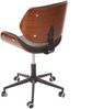 Bürostuhl HWC-G25, Drehstuhl Schreibtischstuhl, Bugholz Walnuss-Optik Retro drehbar höhenverstellbar MVG ~ schwarz-braun Bild 4