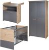 roba Babyzimmer Set Anna 3-teilig - Baby- & Beistellbett 60 x 120 cm + Wickelkommode + Kinderkleiderschrank 2-türig - Anthrazit / Dekor Kent Eiche Bild 2
