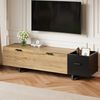 TV-Schrank 180 x 38 x 49 cm aus Holzwerkstoff in Schwarz und Holzoptik mit Schubladen & offenen Fächern Bild 3